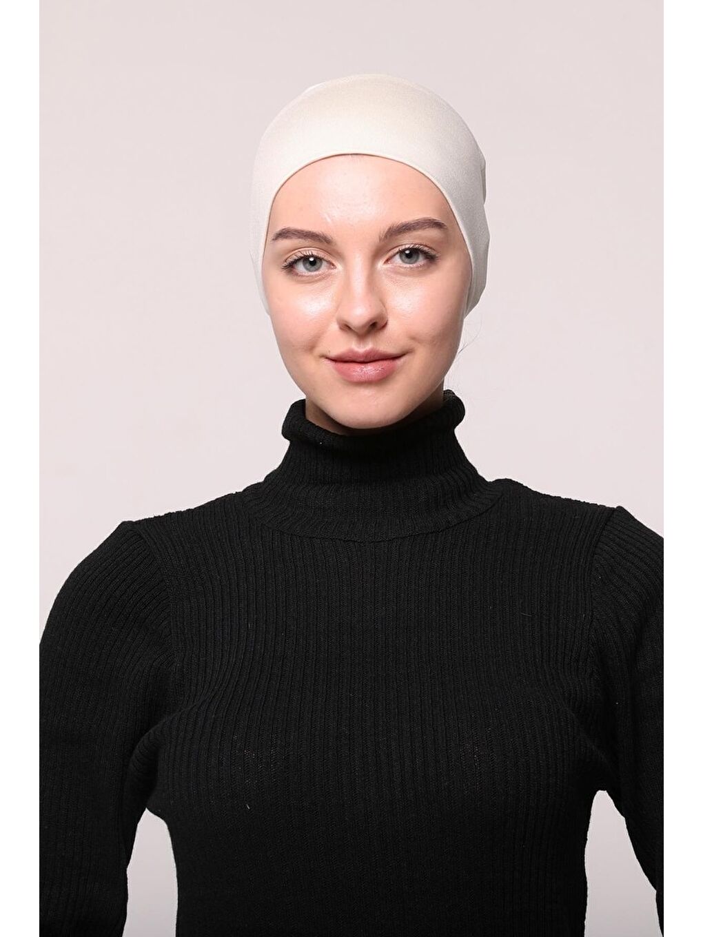 Altobeh Ekru Kadın Penye Dikişsiz Tesettür Bandana Bone Spor Saç Bandı - 1
