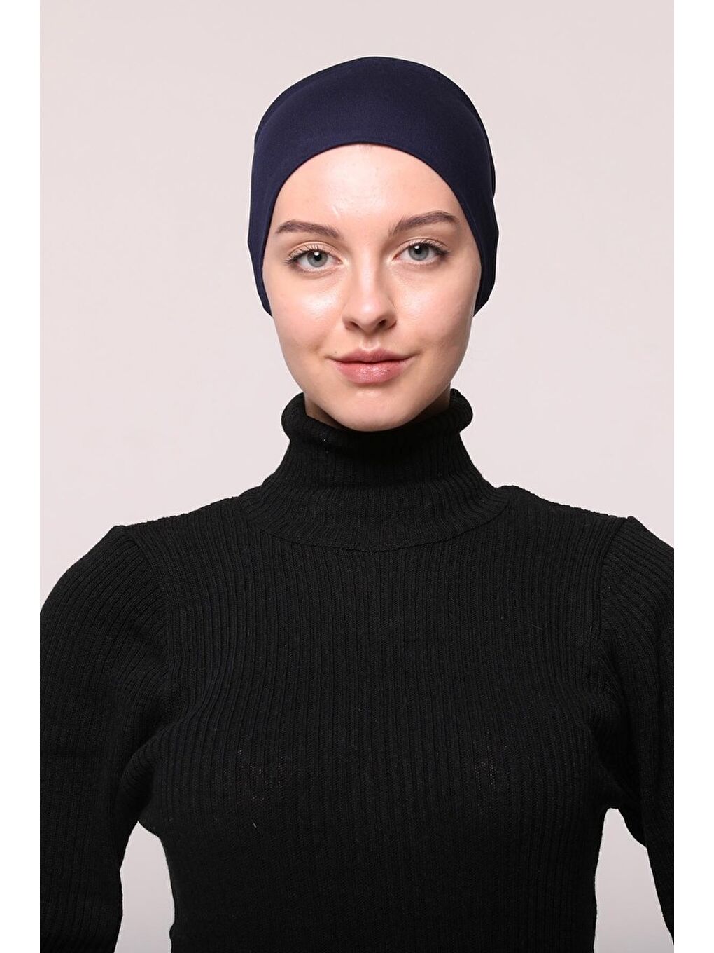 Altobeh Lacivert Kadın Penye Dikişsiz Tesettür Bandana Bone Spor Saç Bandı - 1