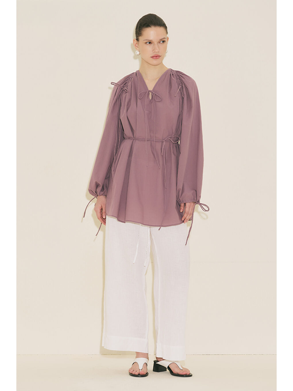Bağlama Detaylı Tunik Pembe