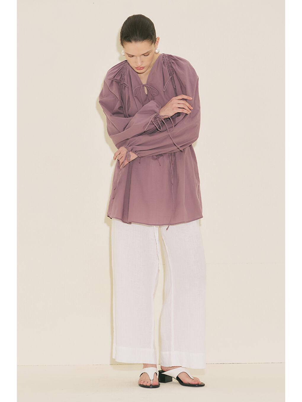 Bağlama Detaylı Tunik Pembe-1