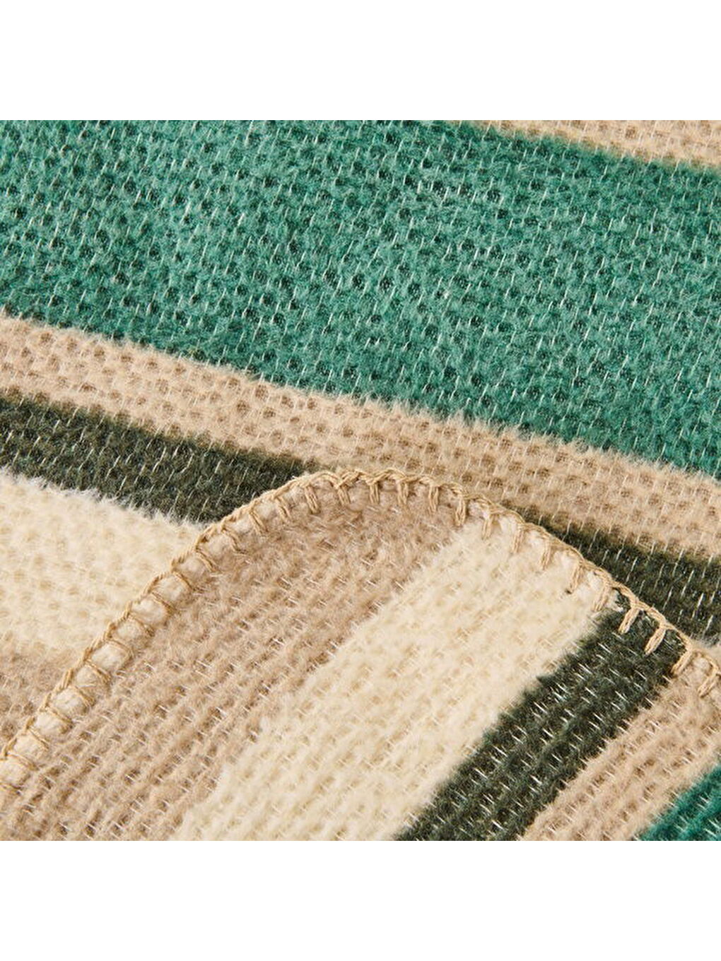 Soft Huzra Pamuklu Çift Kişilik Battaniye - Yeşil - 200x220 cm-2