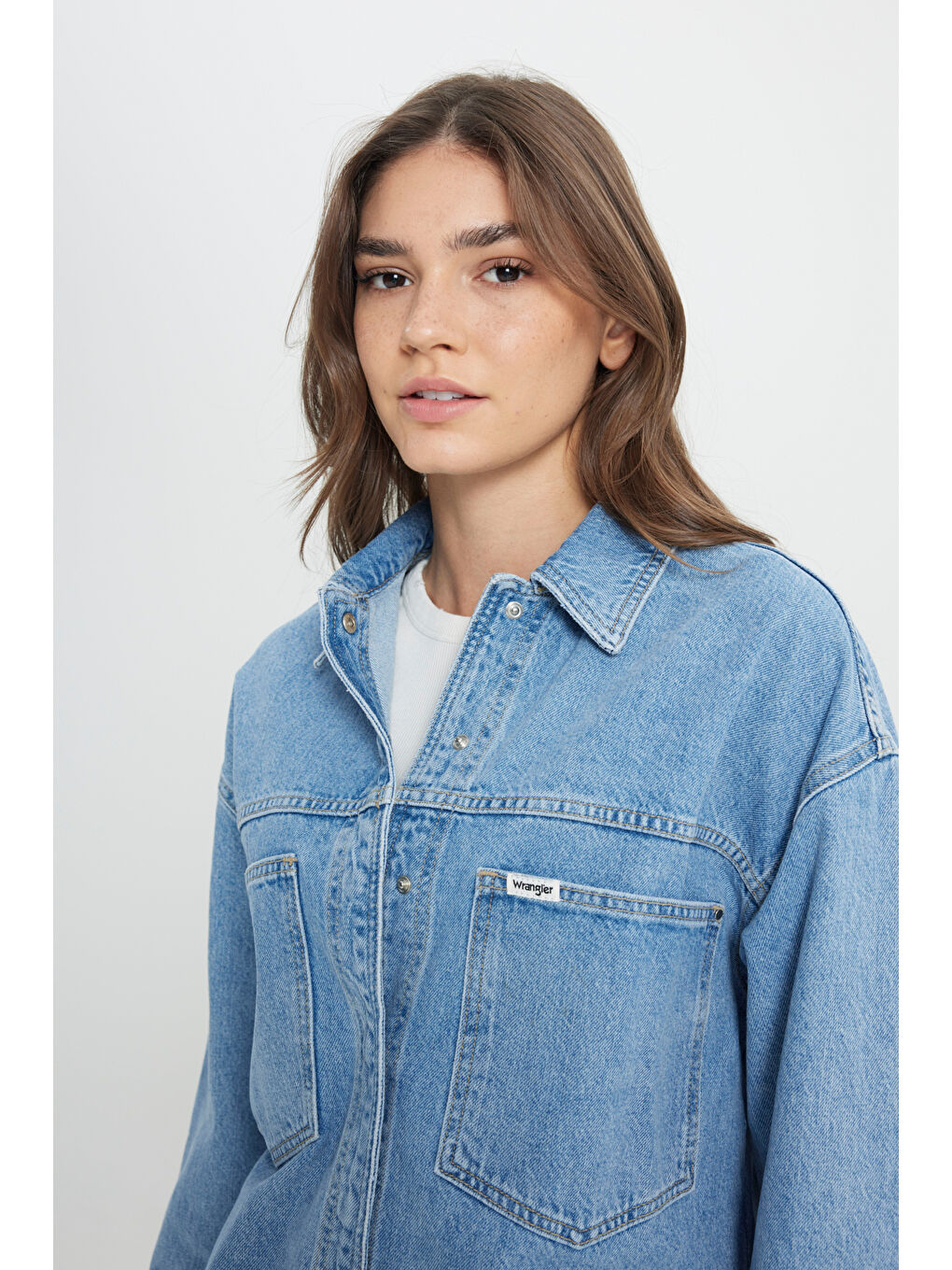 Yeşil Relaxed Fit Geniş Kesim %100 Pamuk İndigo Jean Denim Gömlek-4