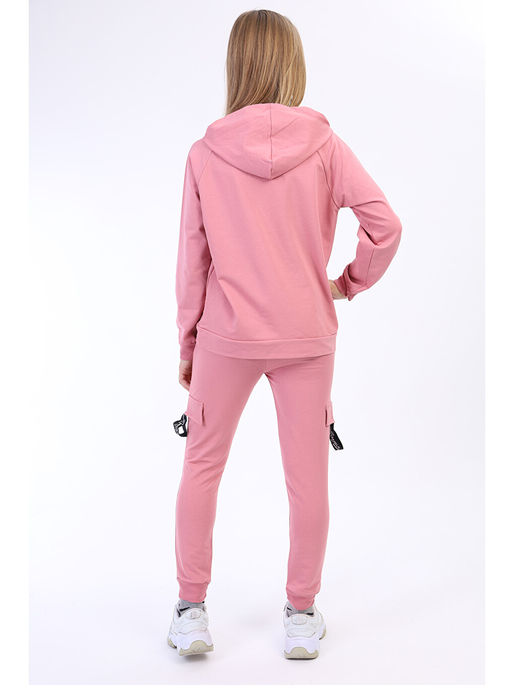 Pembe Kız Çocuk Reglan Kol Şerit Detaylı Baskılı Takım-7