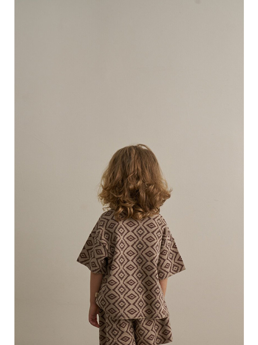 Kahverengi Boho Bloom Serisi Waffle T-shirt-2