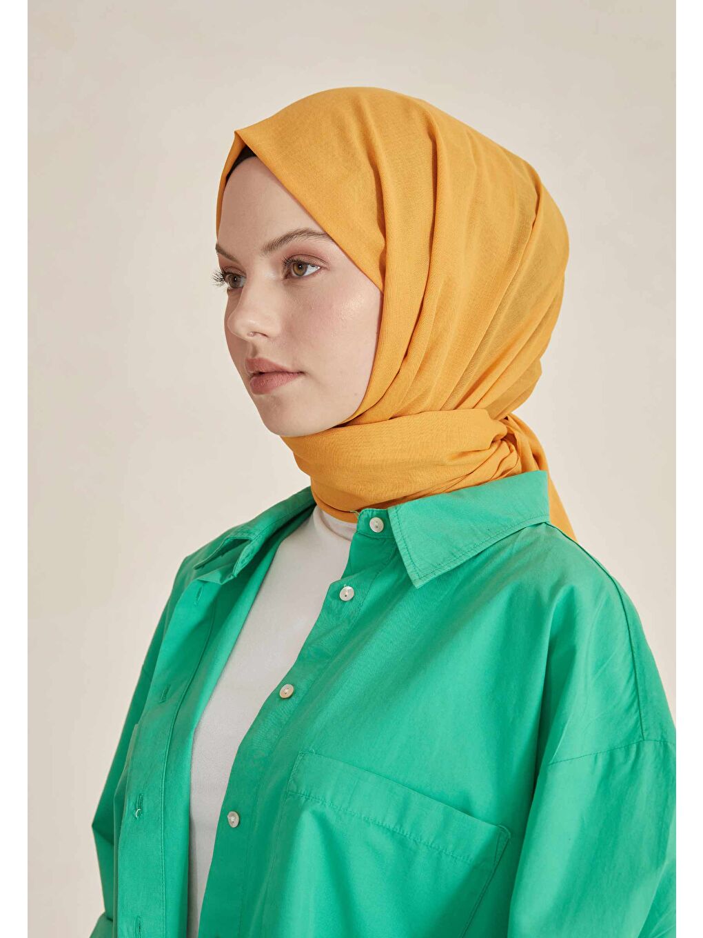 Sarı İnce Pamuk Vual Şal Mandalina-3