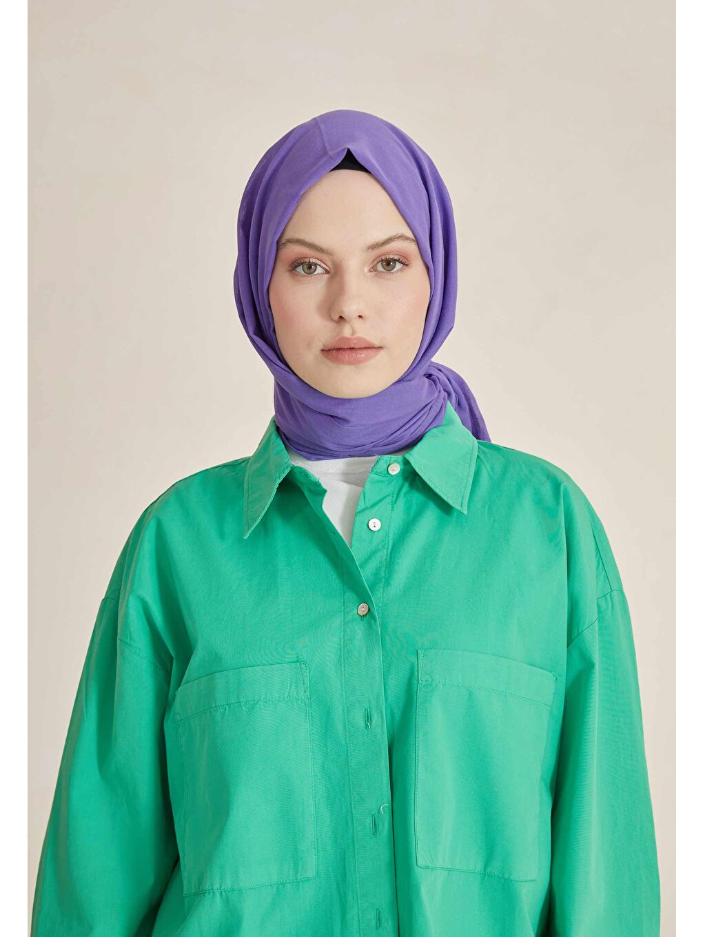 Mor İnce Pamuk Vual Şal Ametist-2