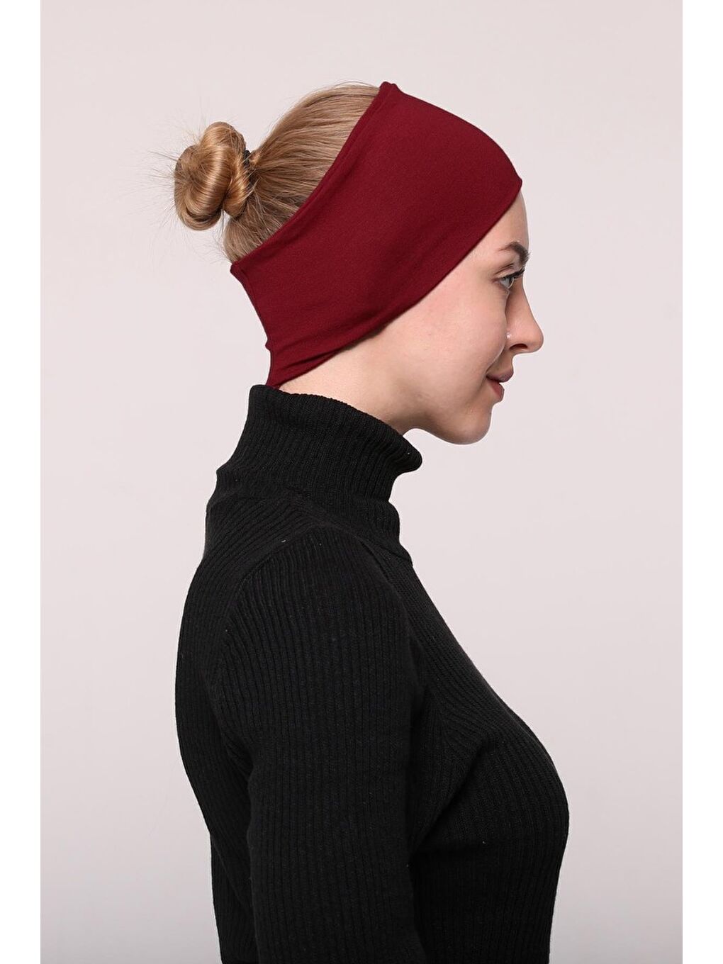 Altobeh Bordo Kadın Penye Dikişsiz Tesettür Bandana Bone Spor Saç Bandı