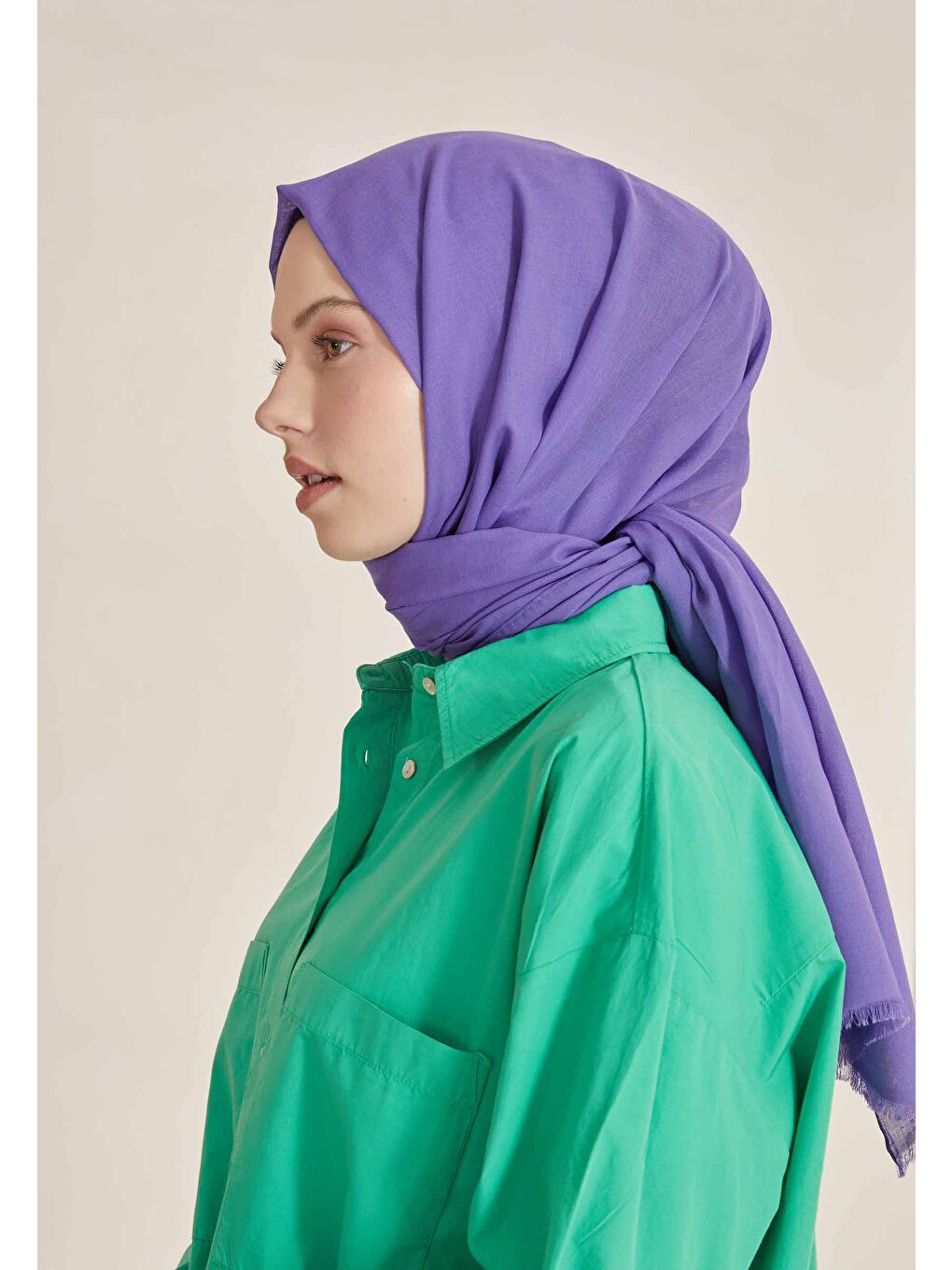 Mor İnce Pamuk Vual Şal Ametist-3