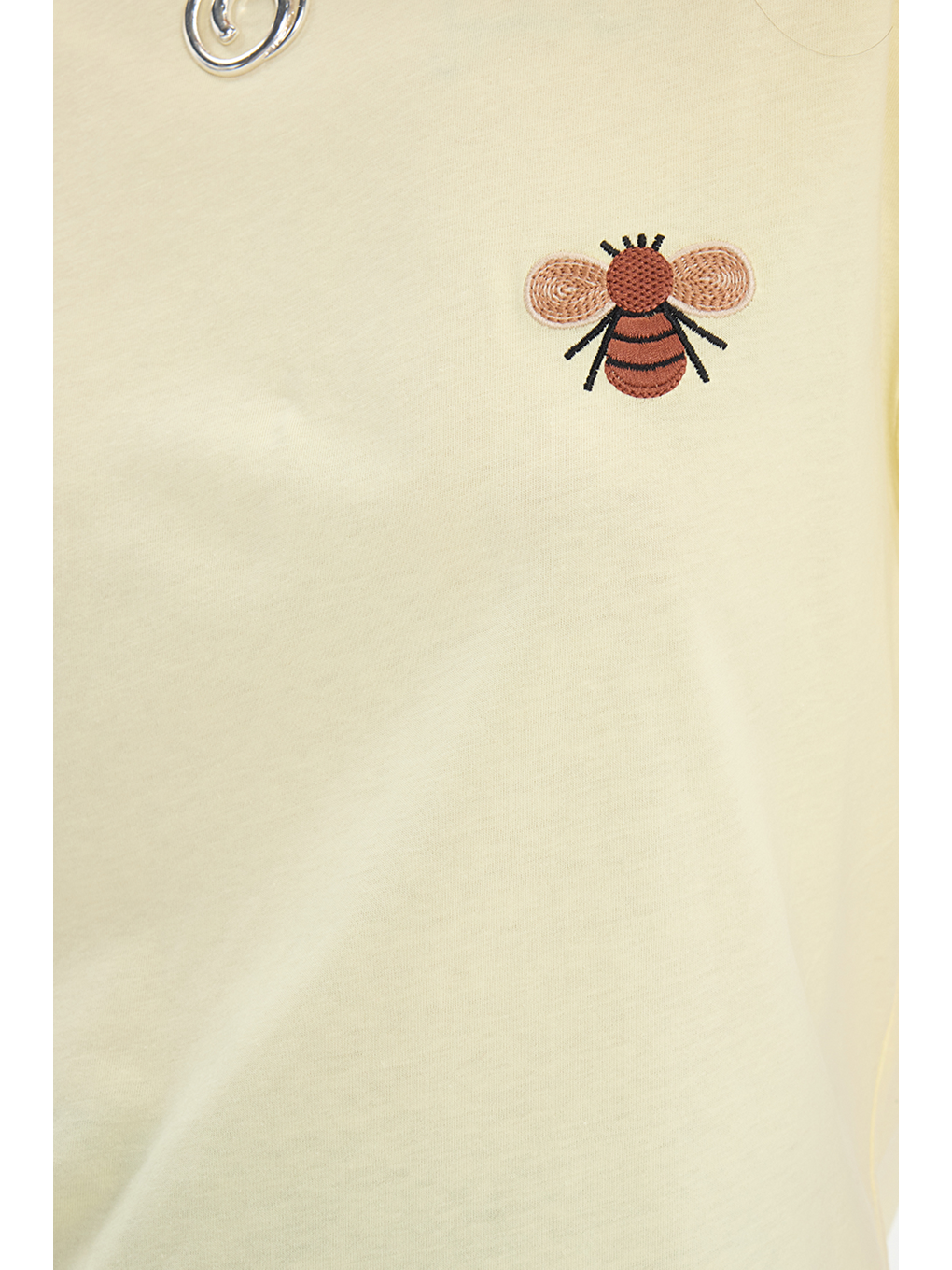 Kadın Oversize Geniş Kesim %100 Pamuk Bisiklet Yaka Kısa Kollu Baskılı Sarı Tişört-4