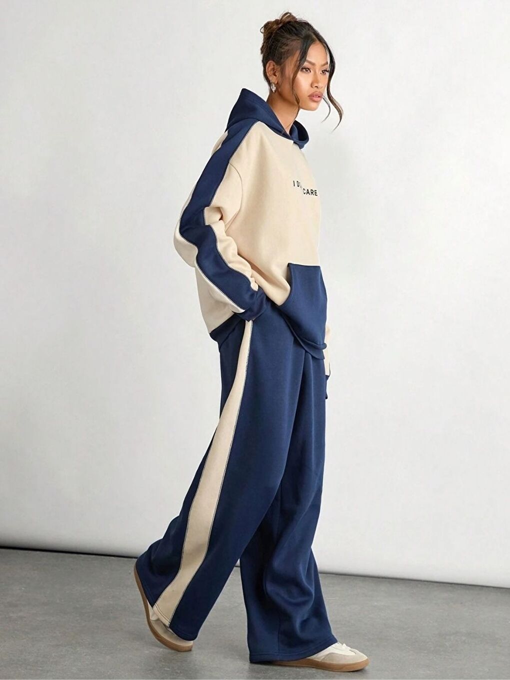 Lacivert Bej Kadın Erkek Eşofman Takımı Tekli