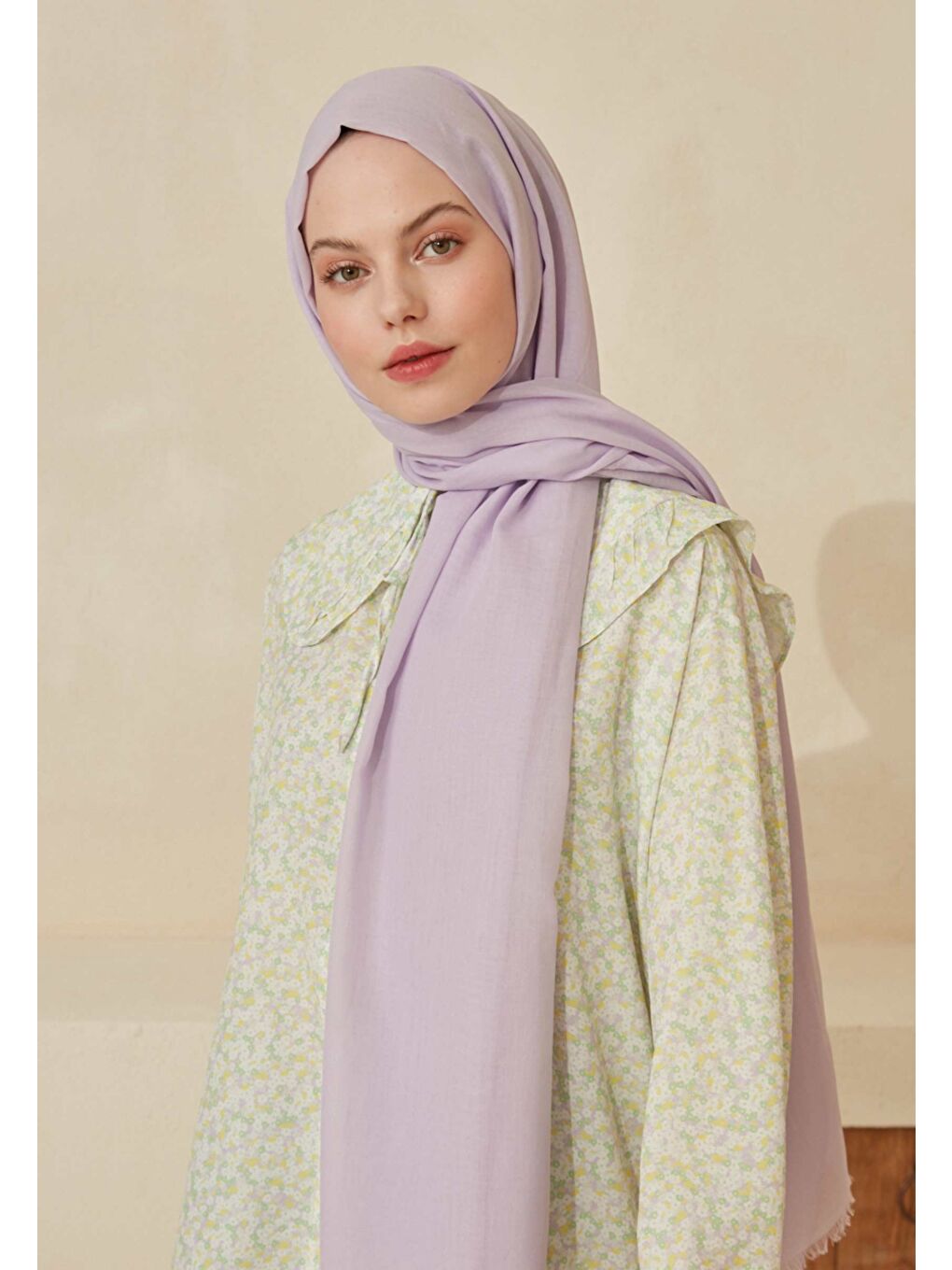 Lila İnce Pamuk Vual Şal Eflatun-1