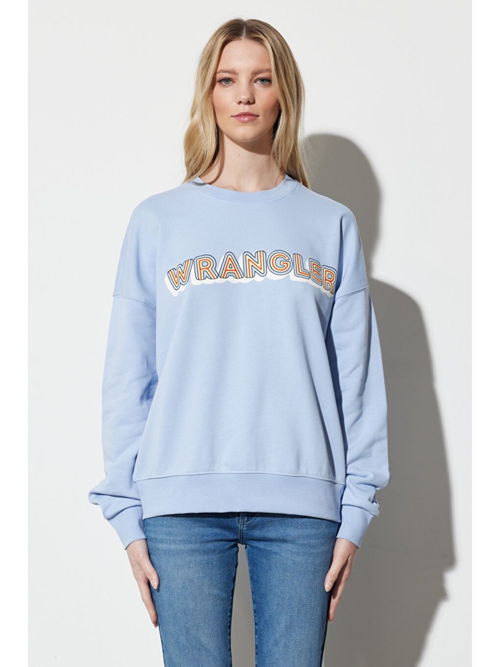 Regular Fit Normal Kesim %100 Pamuk Bisiklet Yaka Mavi Sweatshirt-2