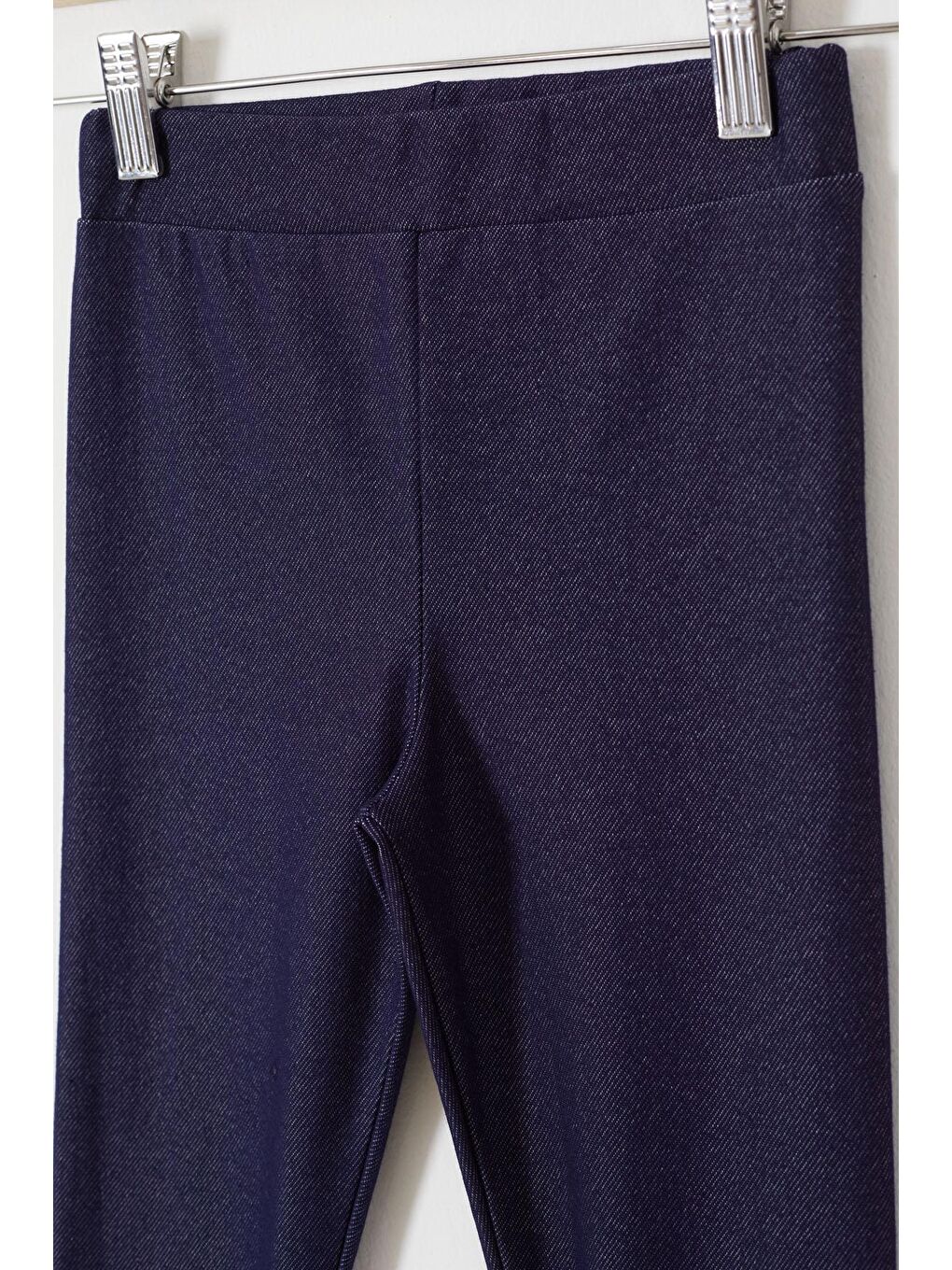 Renksiz Kız Çocuk Paçası Tavşan Detaylı 2'li Tayt Lacivert-Füme 18206-3