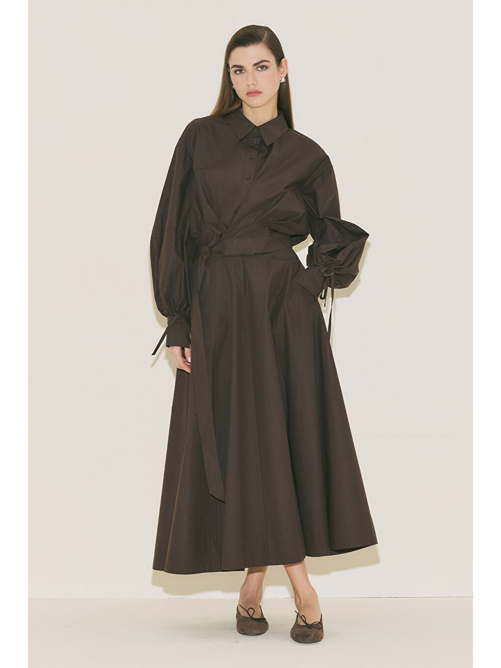 Kup Detaylı Kloş Etek Kahverengi-8