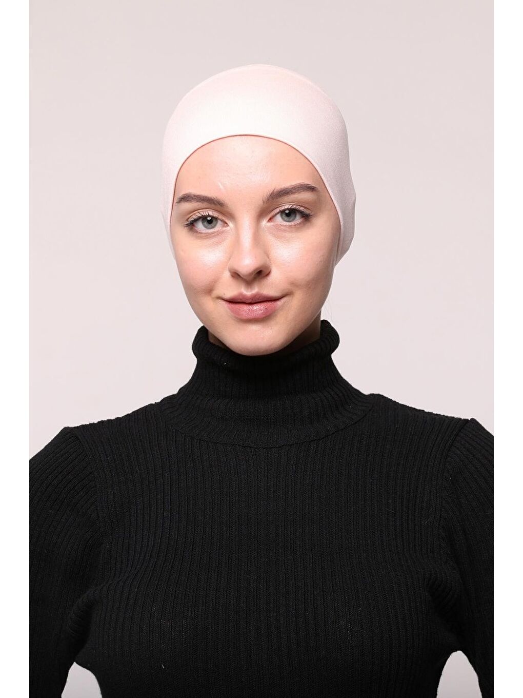 Pembe Kadın Penye Dikişsiz Tesettür Bandana Bone Spor Saç Bandı-1