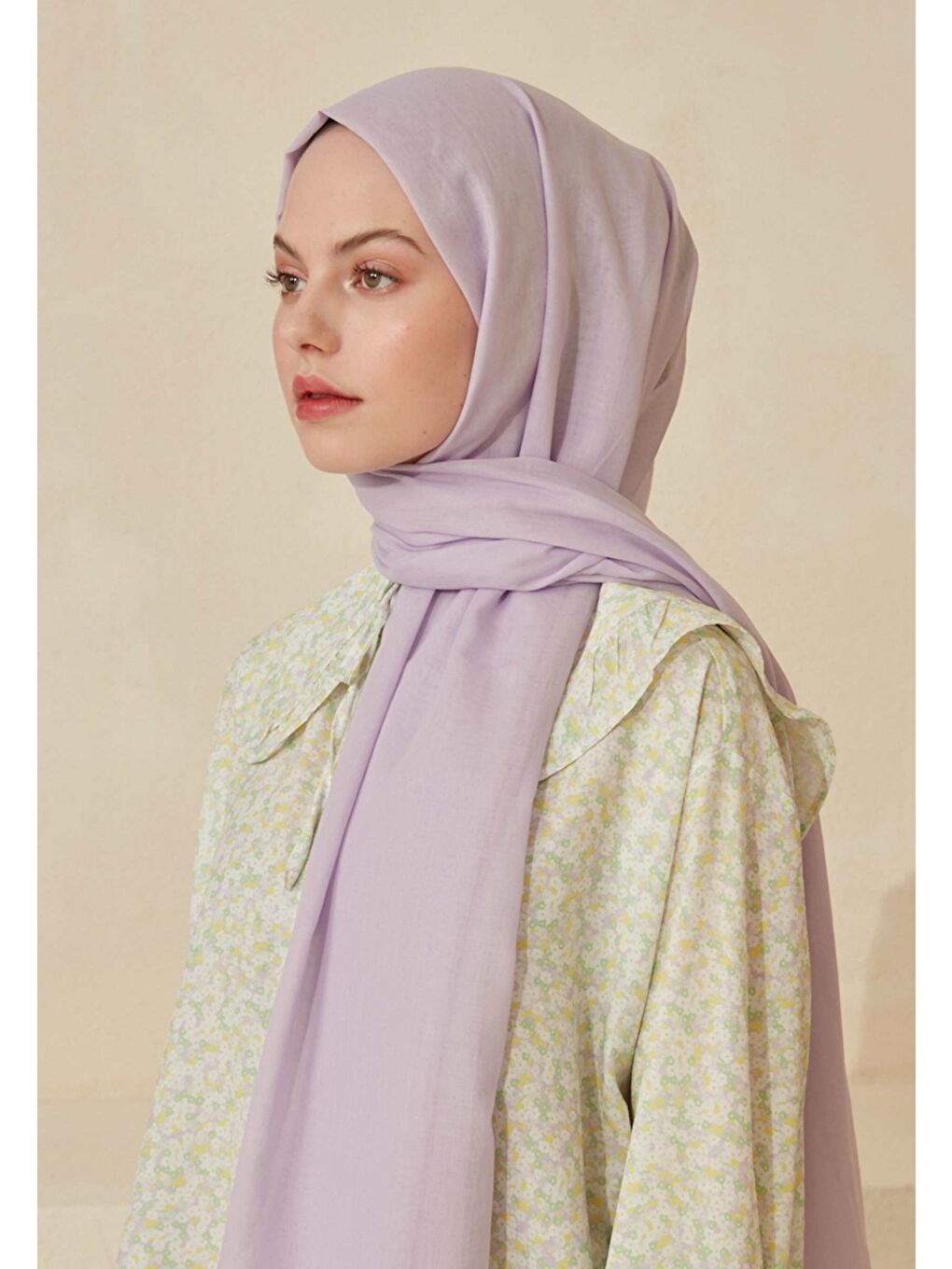 Lila İnce Pamuk Vual Şal Eflatun-3