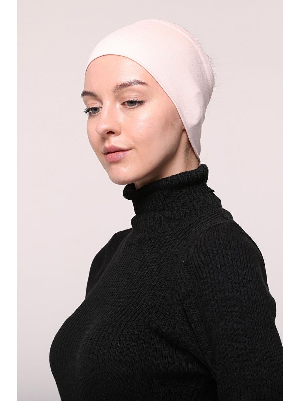 Pembe Kadın Penye Dikişsiz Tesettür Bandana Bone Spor Saç Bandı-3