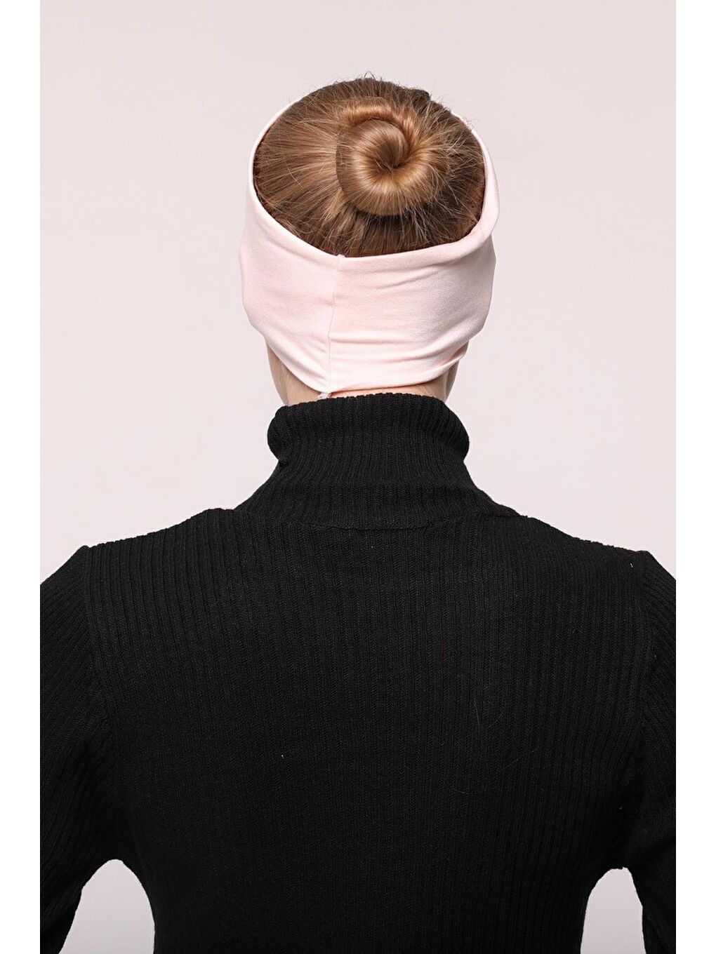 Pembe Kadın Penye Dikişsiz Tesettür Bandana Bone Spor Saç Bandı-4