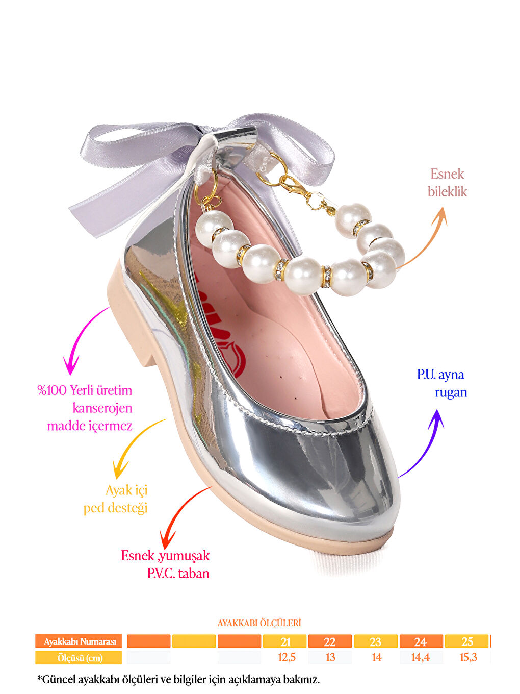 Gri Blanch Ayna İncili Lastikli Kız Bebek Babet Ayakkabı-1