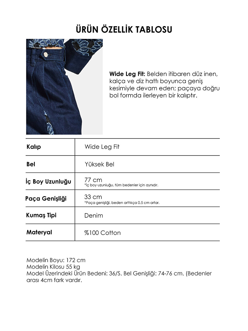 Kadın İndigo Selvedge 7s6-50 Wide Leg Dantel Nakış Detaylı Özel Tasarım Denim Jean-3