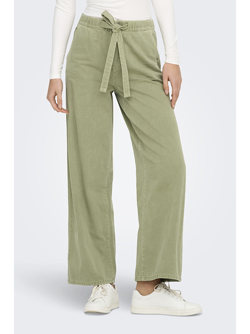 Only Yeşil Onlsilla Wide Leg Orta Bel Geniş Paça Kadın Pantolon 15340711