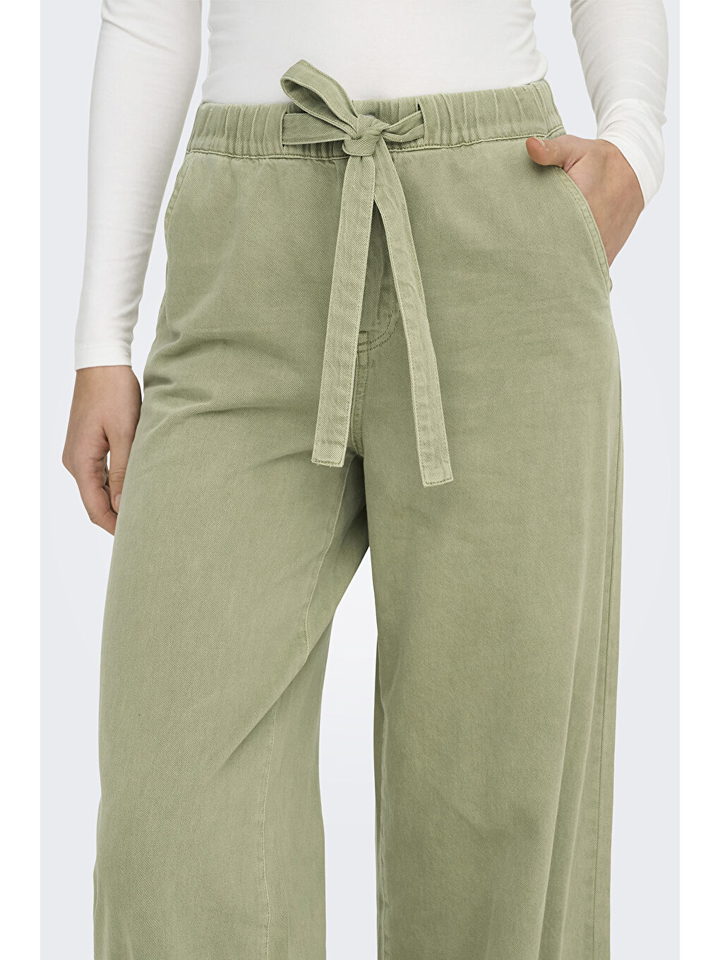 Only Yeşil Onlsilla Wide Leg Orta Bel Geniş Paça Kadın Pantolon 15340711 - 2