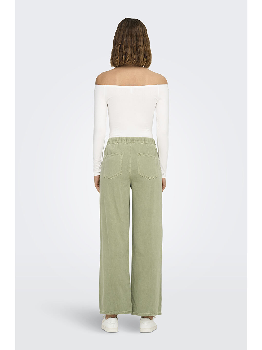 Only Yeşil Onlsilla Wide Leg Orta Bel Geniş Paça Kadın Pantolon 15340711 - 3
