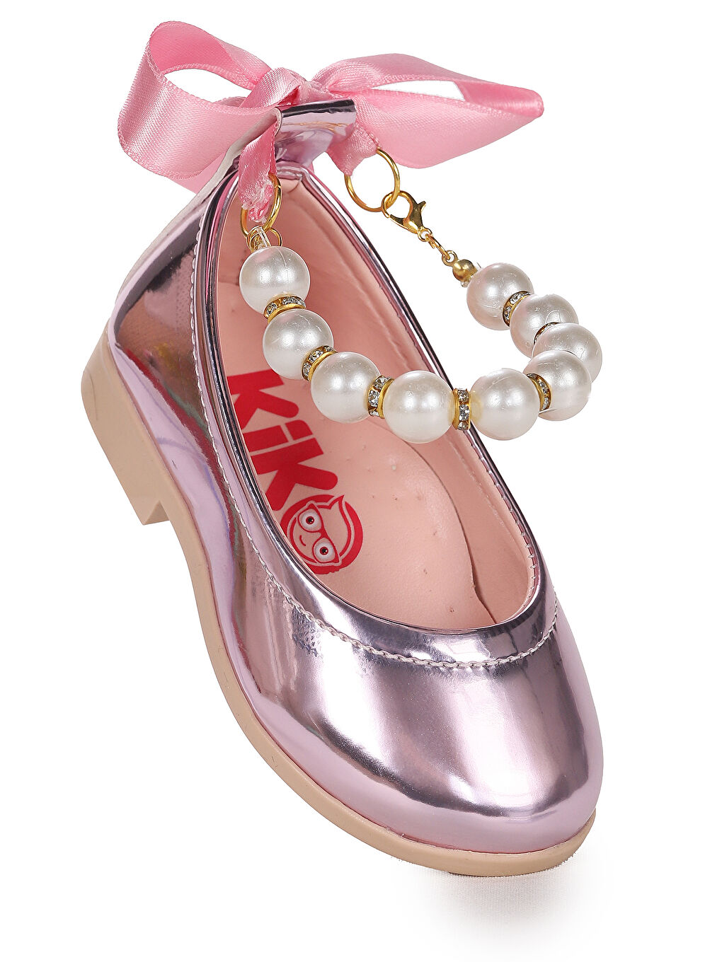 Pembe Blanch Ayna İncili Lastikli Kız Bebek Babet Ayakkabı