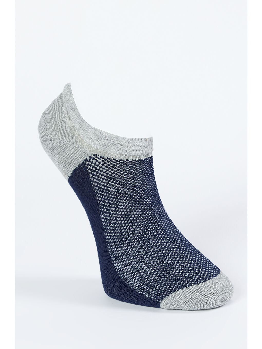 Erkek Gri-Lacivert Tekli Bambulu Sneaker Patik Çorap