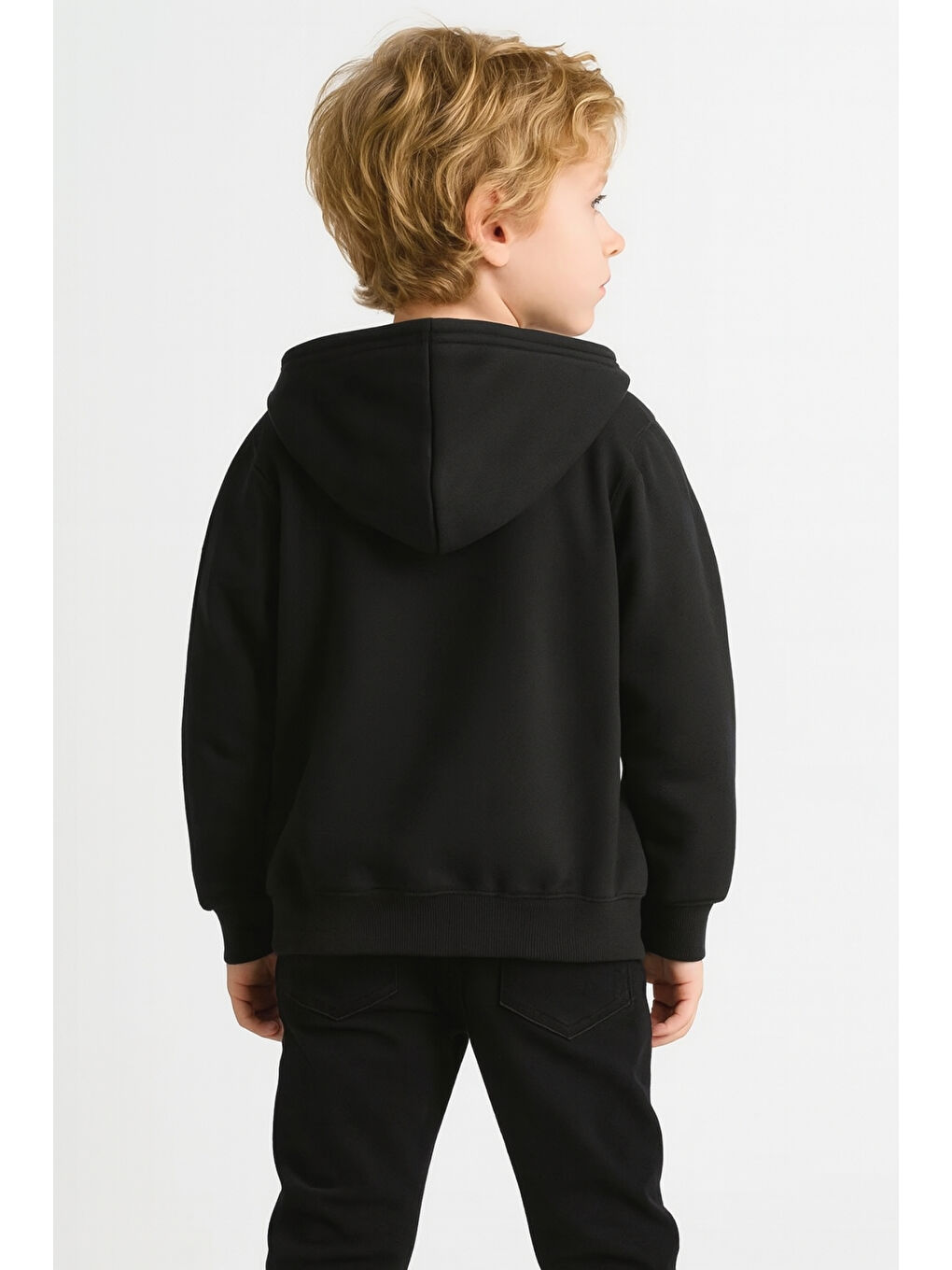 Lacivert Kız - Erkek Çocuk Basic Fermuarlı Kalın 3 İplik Kışlık Okul Sweat Ak1815-1