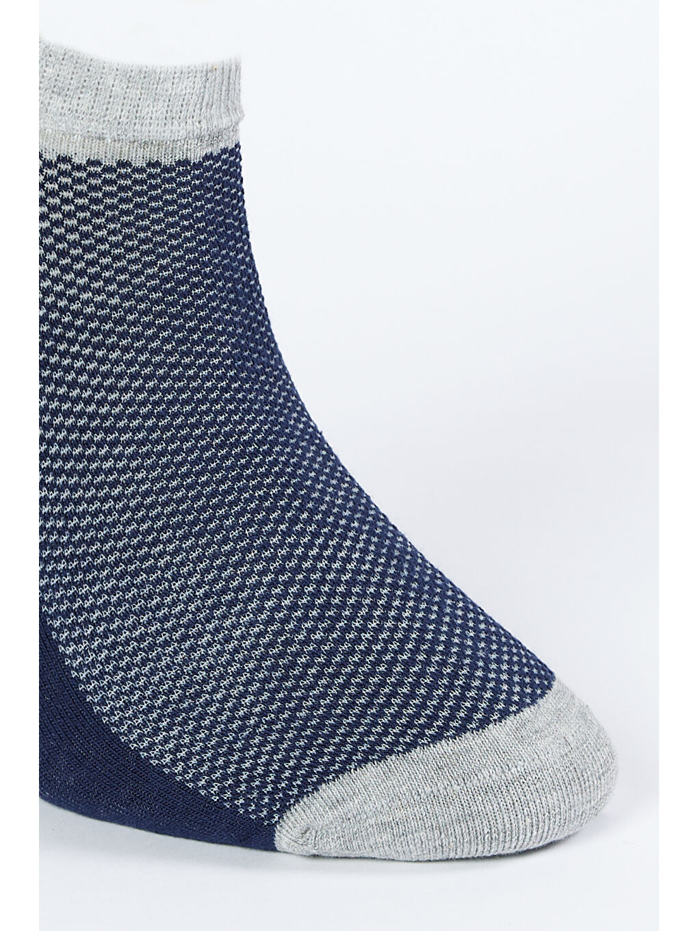Erkek Gri-Lacivert Tekli Bambulu Sneaker Patik Çorap-1