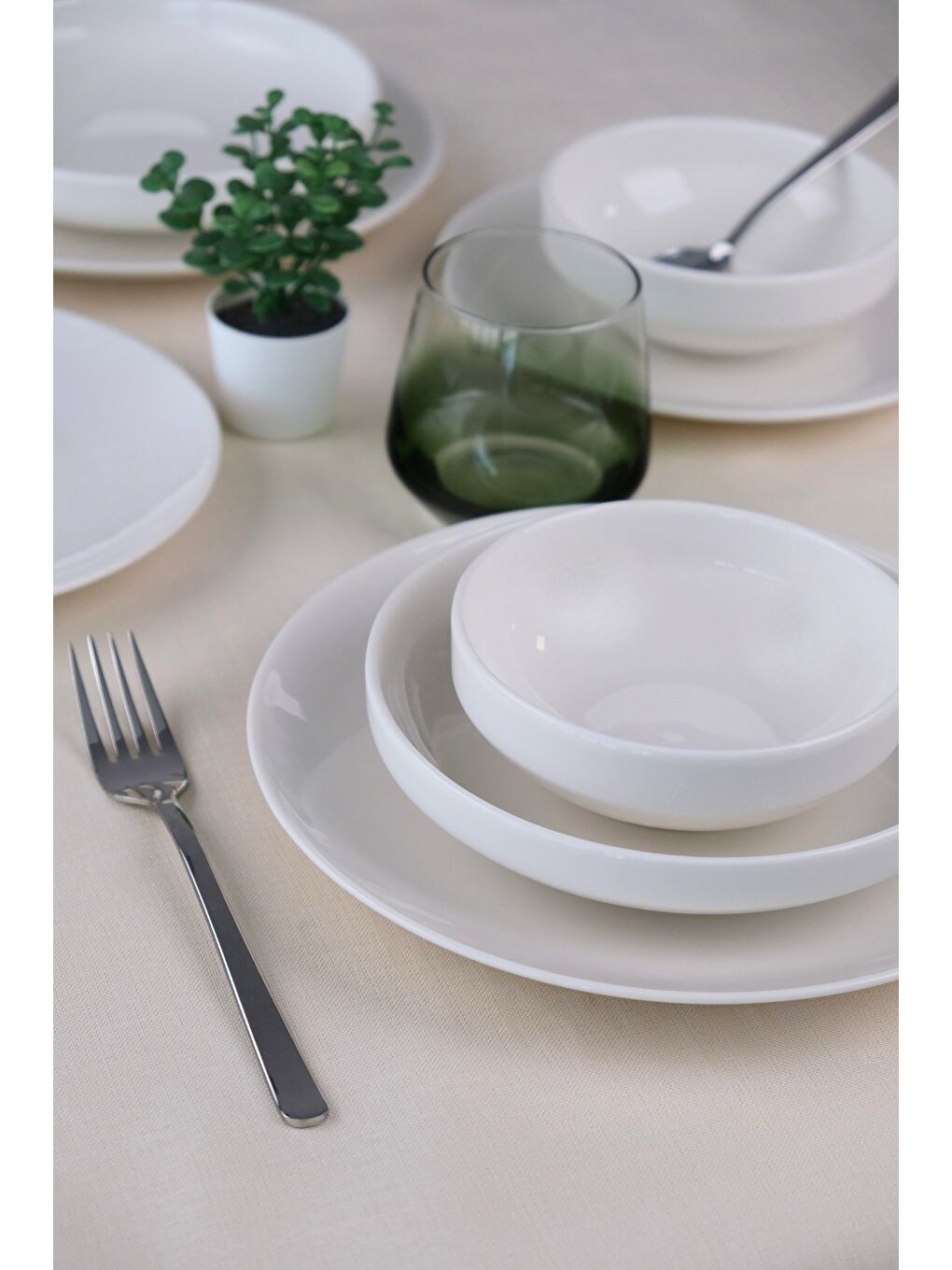Beyaz Porselen Sofia Yemek Takımı 8 Parça 2 Kişilik-2