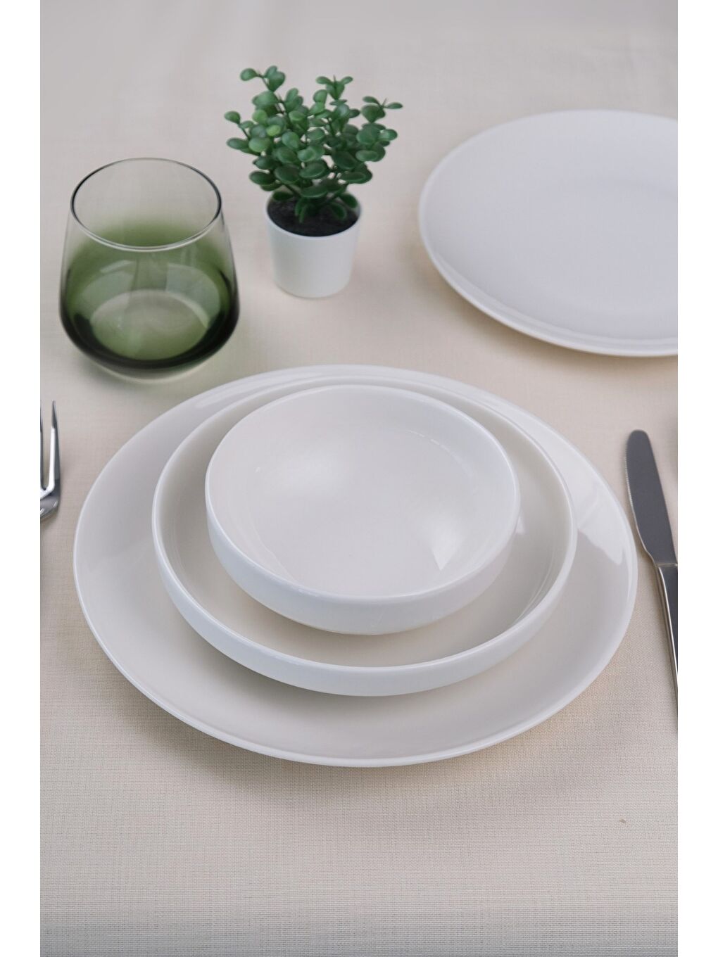 Beyaz Porselen Sofia Yemek Takımı 4 Parça Tek Kişilik-2