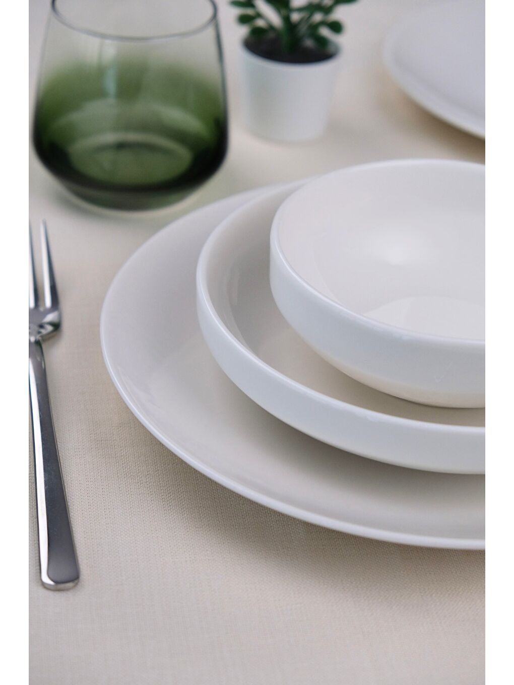 Beyaz Porselen Sofia Yemek Takımı 4 Parça Tek Kişilik-4