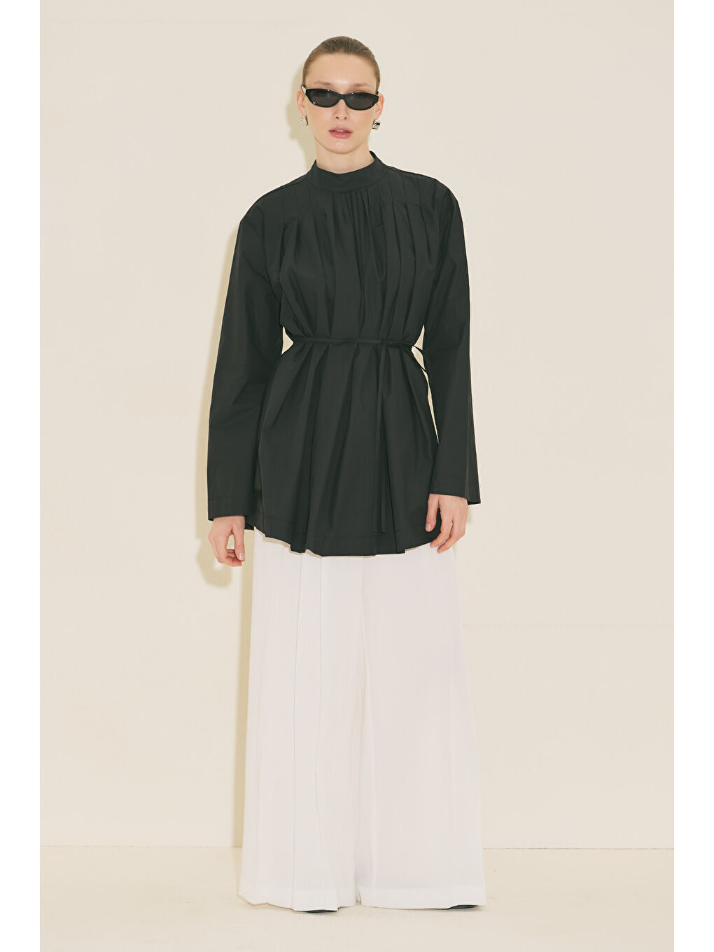 Pliseli Tunik Siyah-5