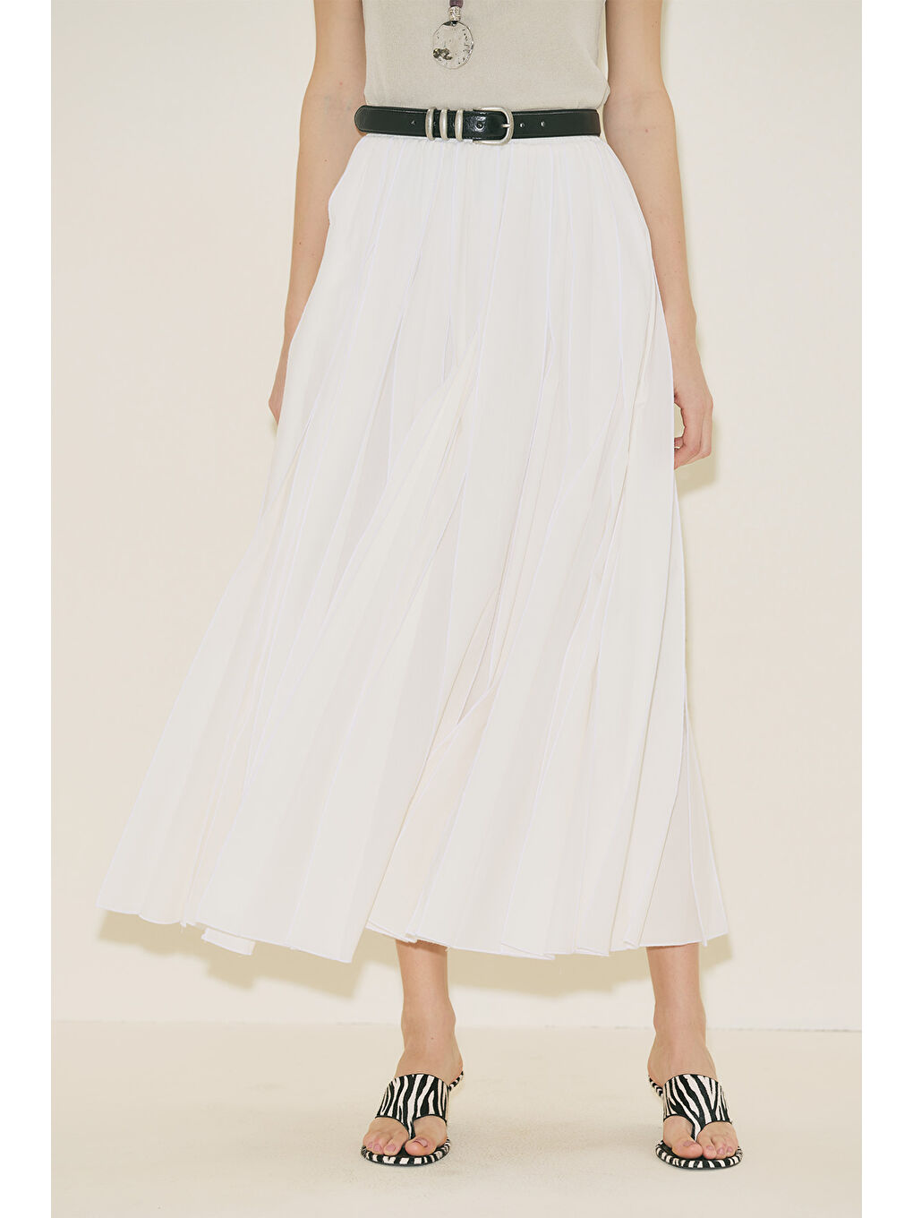 Zeya Parçalı Etek Ekru