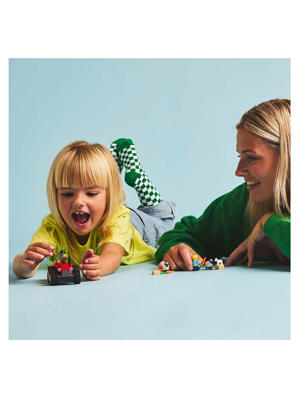 City Römorklu Kırmızı Çiftlik Traktörü ve Koyun 60461-4