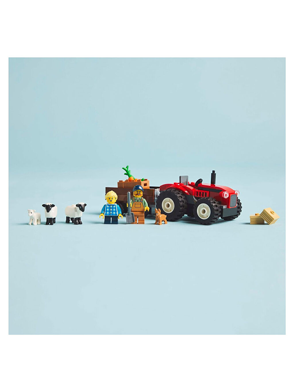 City Römorklu Kırmızı Çiftlik Traktörü ve Koyun 60461-5