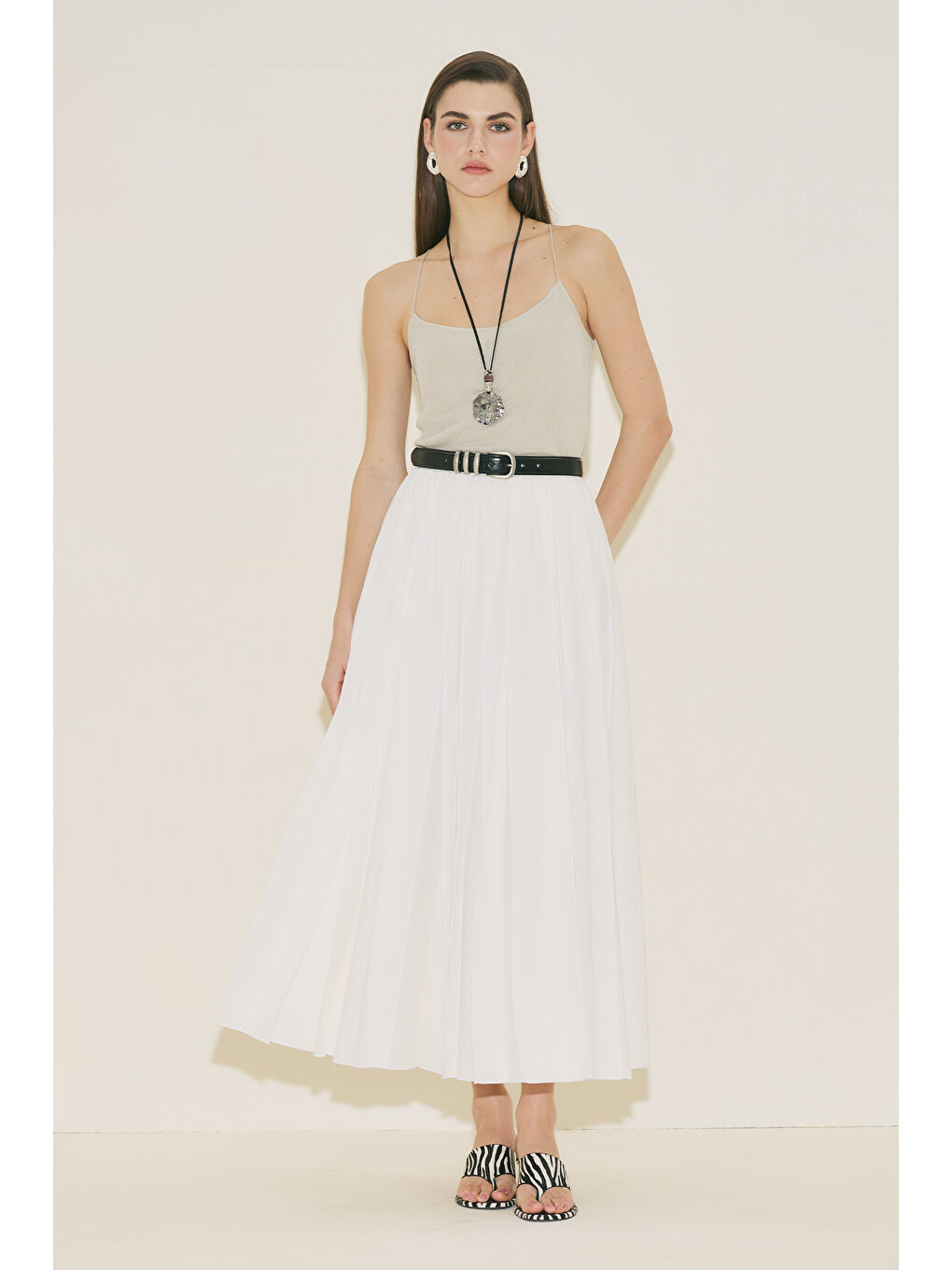 Zeya Parçalı Etek Ekru-1