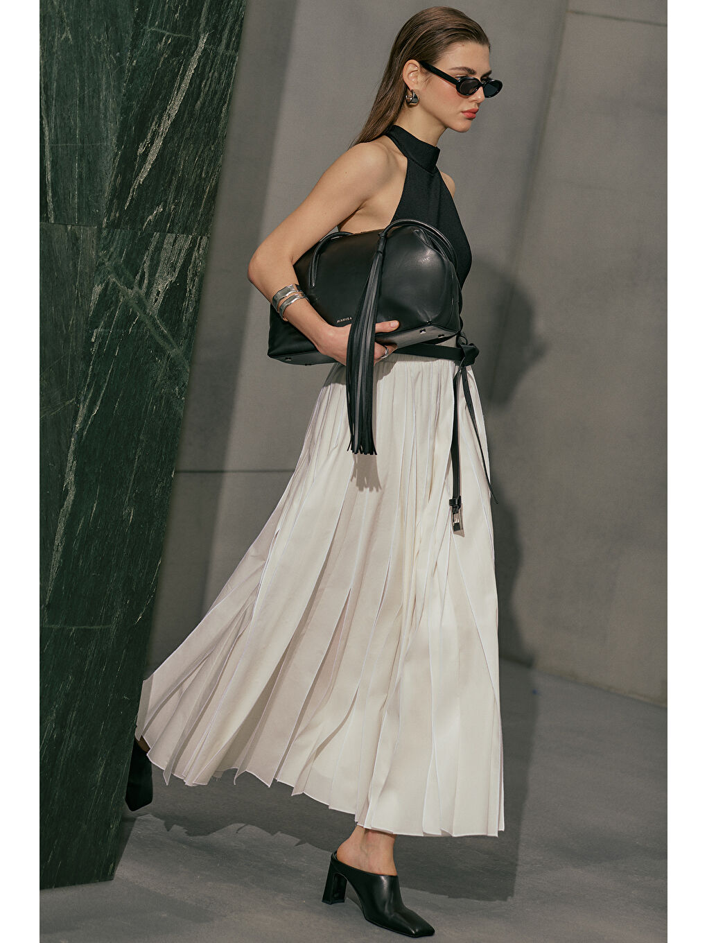 Zeya Parçalı Etek Ekru-4