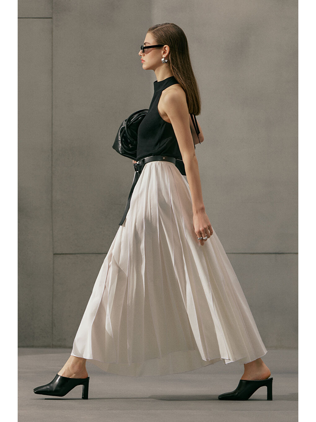 Zeya Parçalı Etek Ekru-5