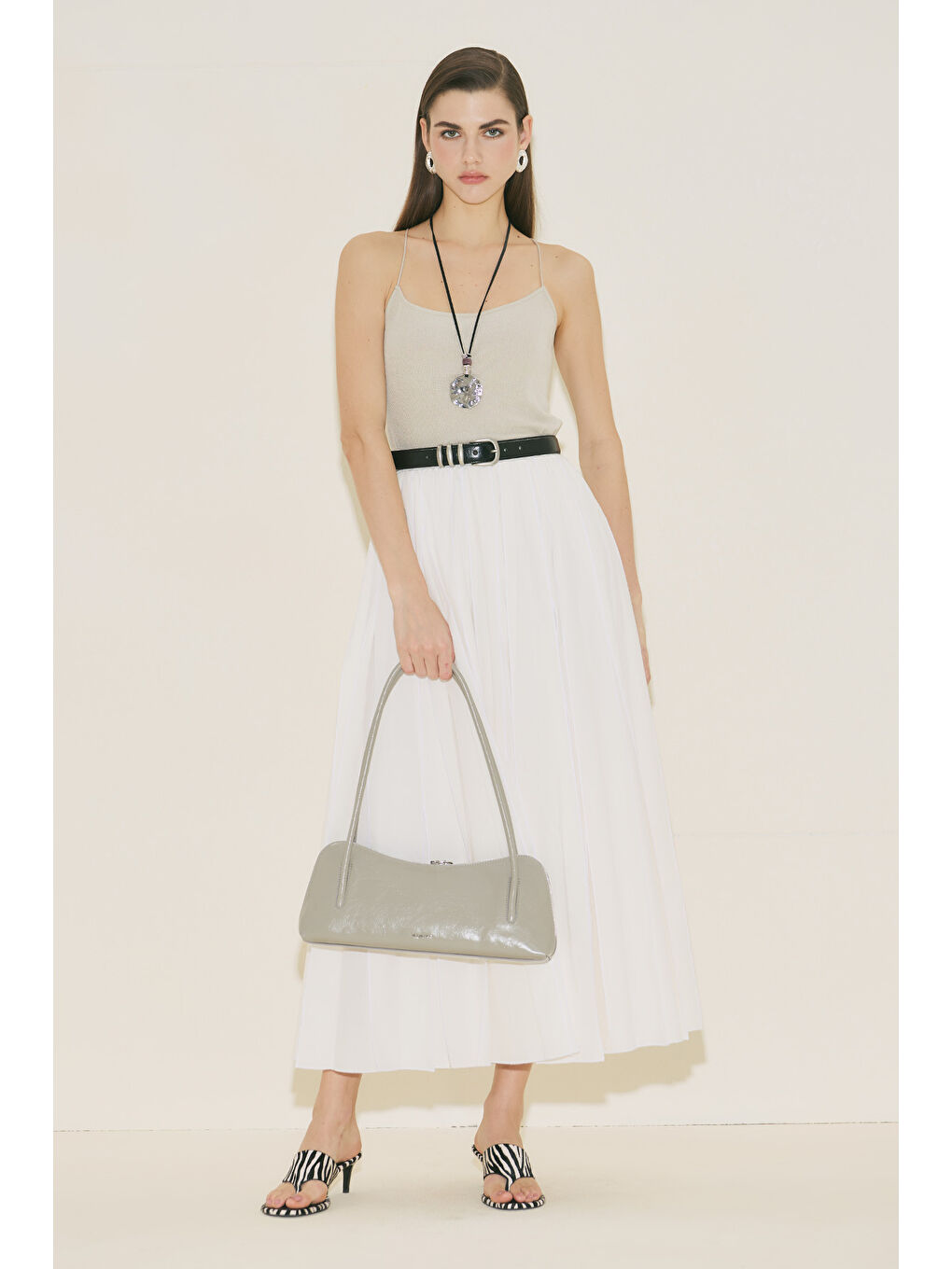 Zeya Parçalı Etek Ekru-7