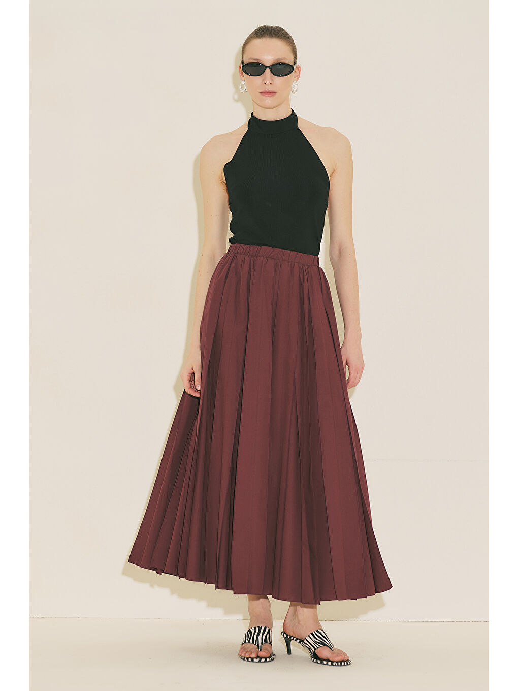 Zeya Parçalı Etek Bordo