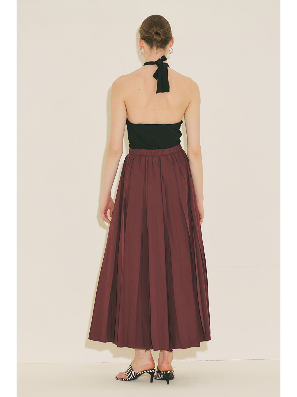 Zeya Parçalı Etek Bordo-1