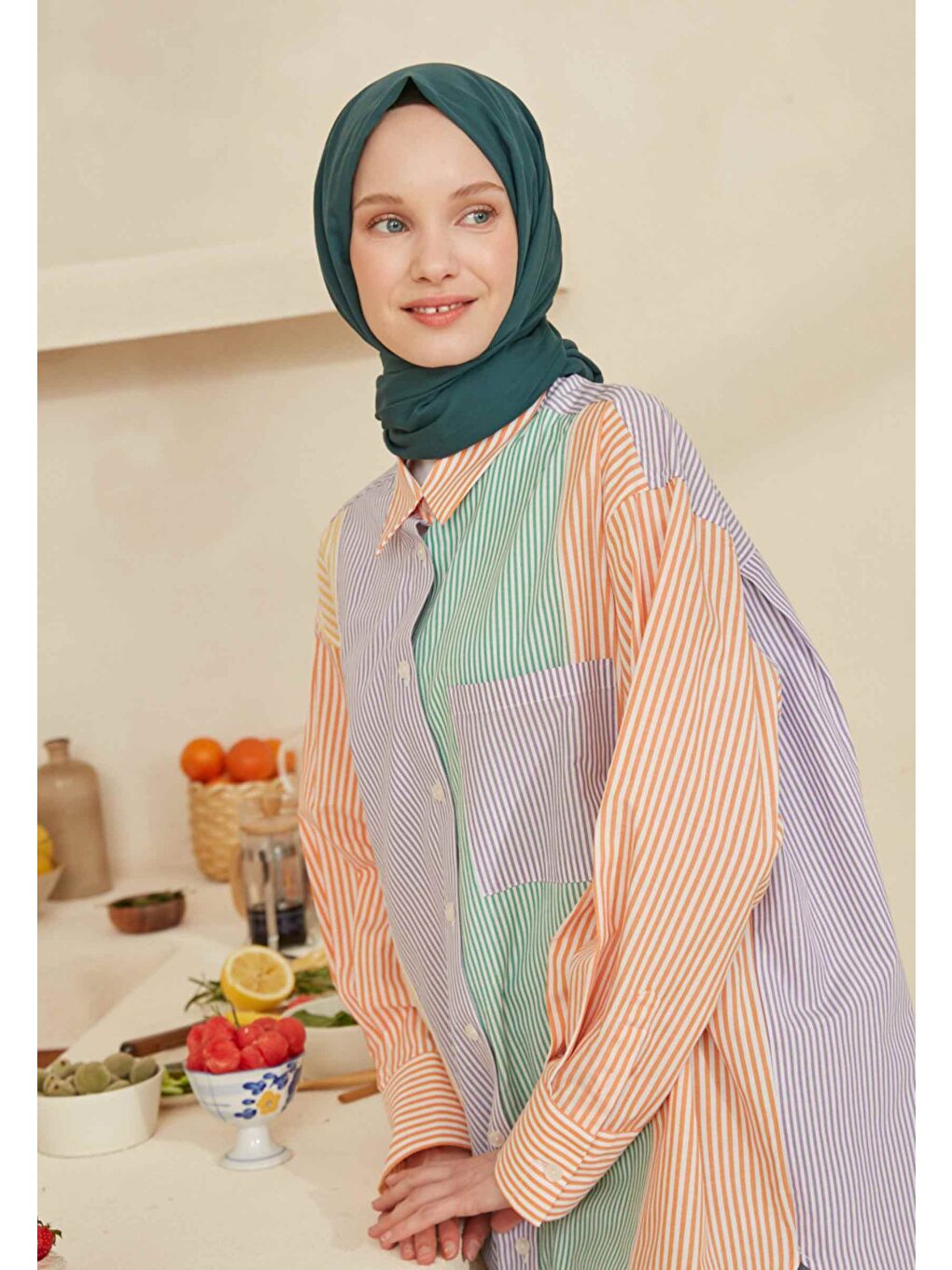 İnce Pamuk Vual Şal Petrol