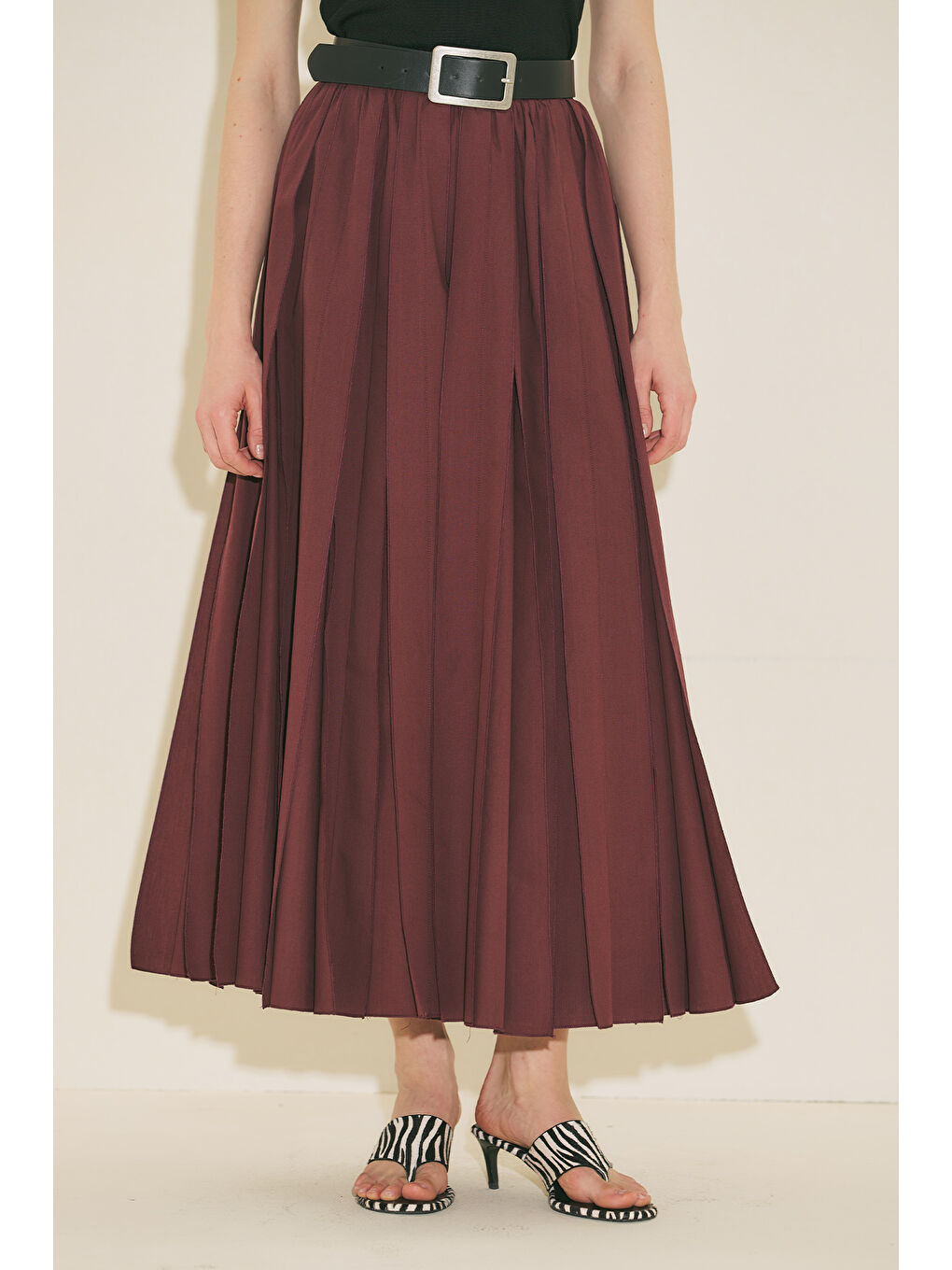 Zeya Parçalı Etek Bordo-6