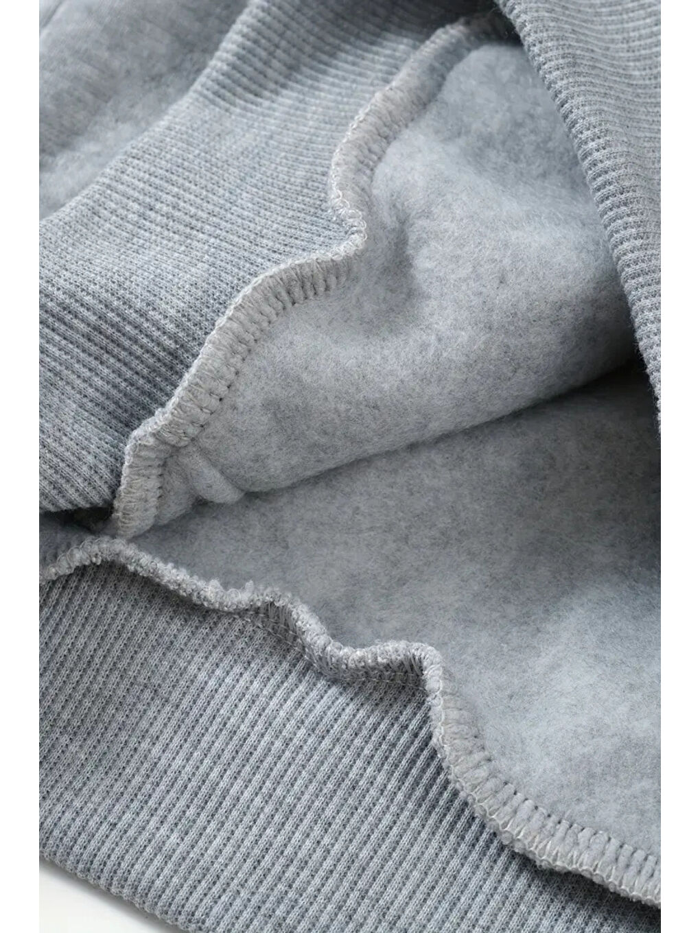 Gri Kız - Erkek Çocuk Basic Fermuarlı Kalın 3 İplik Kışlık Okul Sweat Ak1815-3