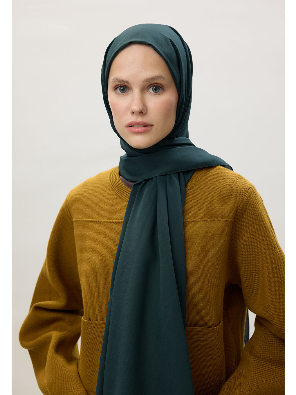 İnce Pamuk Vual Şal Petrol-2