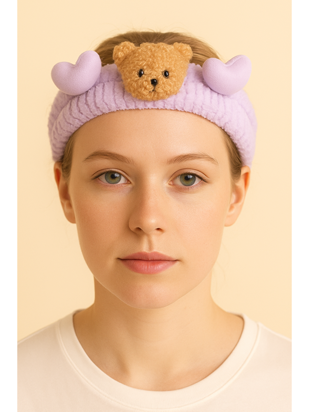 Ayıcık Aksesuarlı Saç Bandı Lila-1