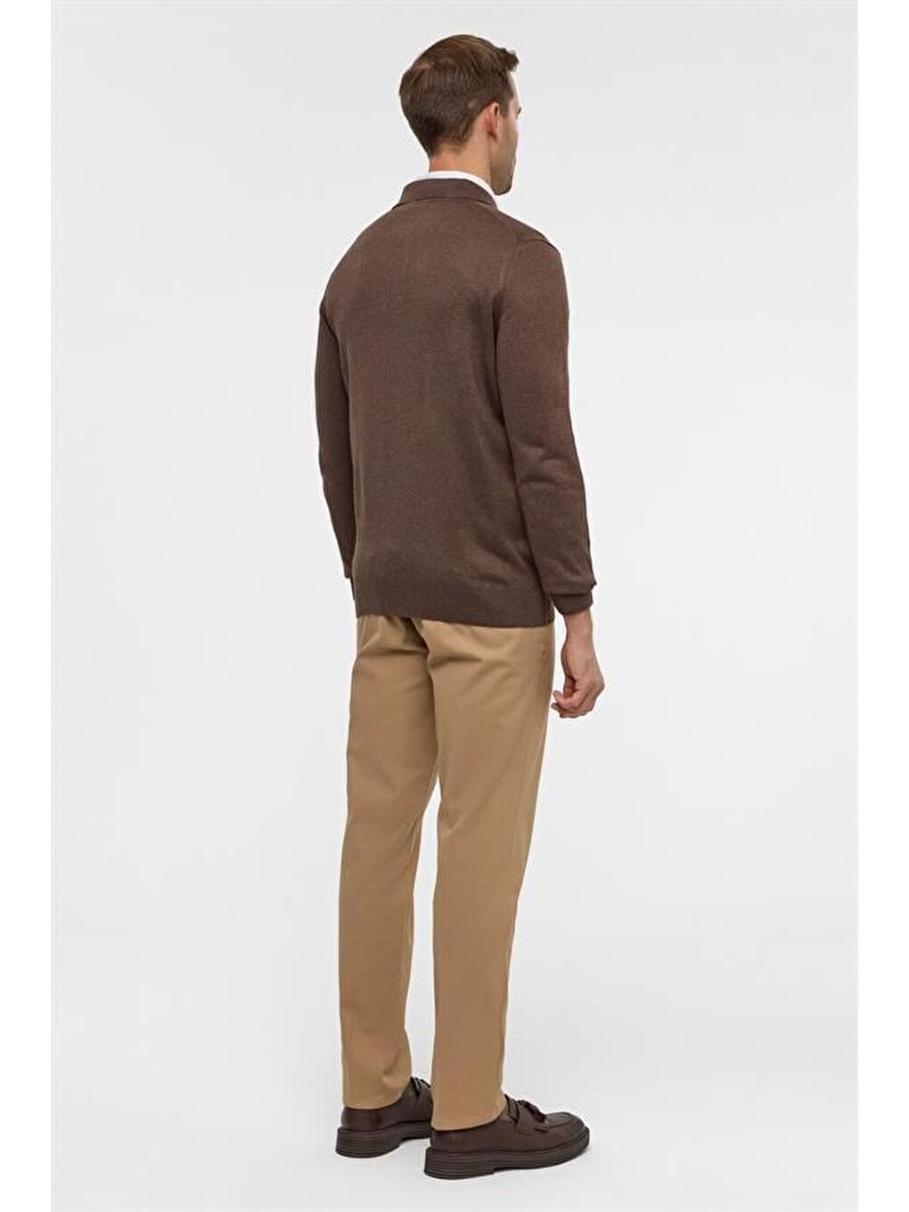 Kahverengi Sütlü Kahve Regular Düz Polo Yaka Triko-6